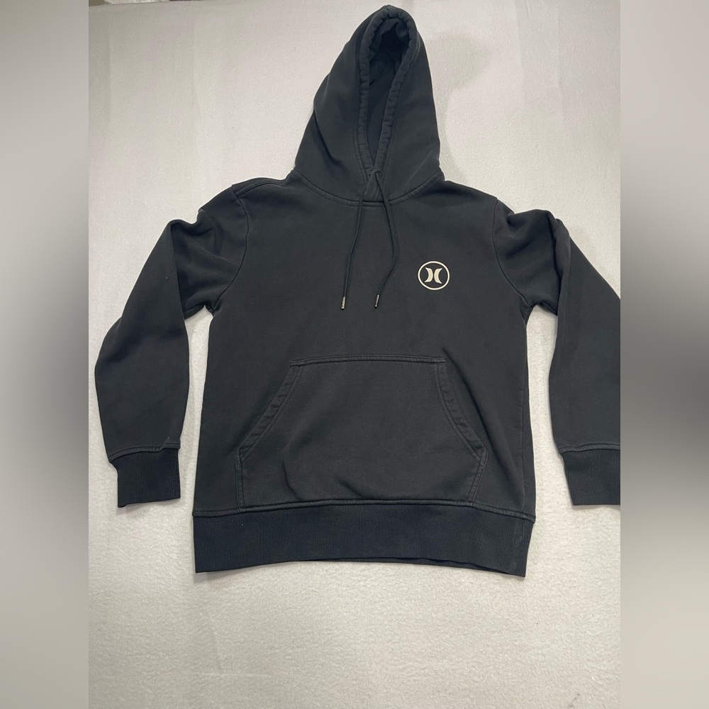 Hurley Hoodie Sweatshirt Men’s Small Black Pullover Logo Pocket